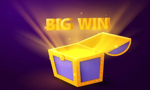 宝箱ビッグウィンカジノラグジュアリーVipお祝いパーティーギャンブルバナー背景 — ストックベクタ