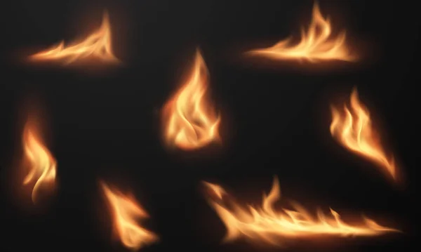 Feuerflammen Glühend Heiße Funken Realistischer Abstrakter Hintergrund — Stockvektor