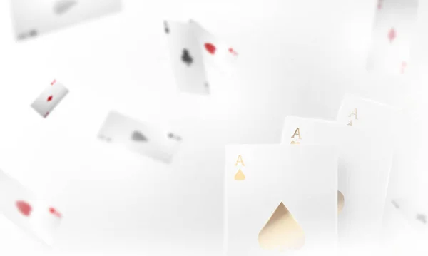 Jogar Cartas Ganhar Fichas Casino Mão Poker Voando Fichas Realistas — Vetor de Stock