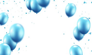 Mavi balon kutlaması arka plan şenlik balonları vektör biçiminde illüstrasyon