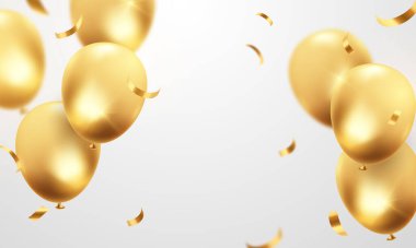 Altın balon kutlaması arka plan şenlik balonları vektör biçiminde illüstrasyon