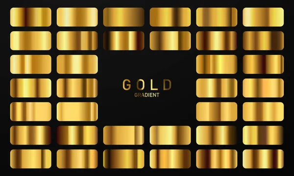 Vektorová Ilustrace Zlatého Gradientu Sady Sbírek Zlatých Čtverců — Stockový vektor