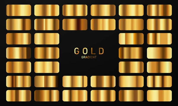 Vektorová Ilustrace Zlatého Gradientu Sady Sbírek Zlatých Čtverců — Stockový vektor