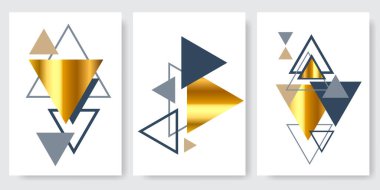 Soyut modern şekiller üçgeni. Bir dizi yaratıcı minimalist. Kartpostal veya broşür kapağı tasarımı.