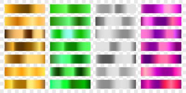 Renkli Pastel gradyan Krom renk folyo desen arkaplanını ayarla. vektör altın, bakır pirinç ve metal şablon.