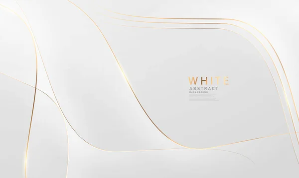 金のライン装飾が施された抽象的な白とグレーの背景 — ストックベクタ
