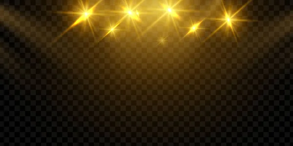 Spotlight Özel Işık Efekti Parlıyor Siyah Şeffaf Arkaplanda Izole — Stok Vektör
