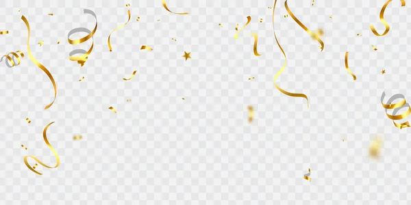 Modelo Fundo Celebração Com Confetes Fitas Ouro Luxo Cartão Rico —  Vetores de Stock