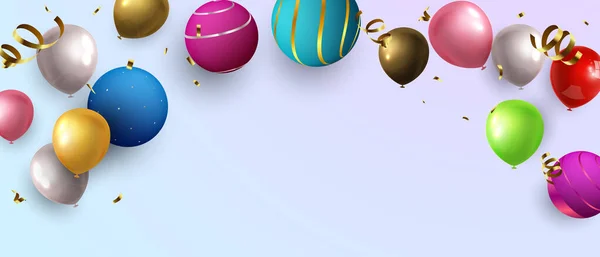 Oeuvre Vectorielle Fond Ballon Lumineux Avec Ruban Doré — Image vectorielle