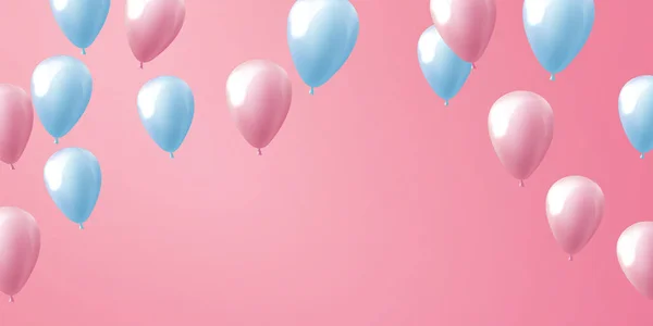 Balony Różowy Uroczystości Tło Ramki Plakat Imprezy Wakacji — Wektor stockowy