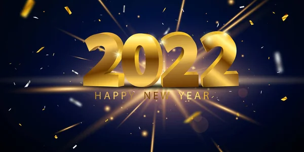 2022 Happy New Year Gold Background Christmas Themed Celebration Party — Stock Vector