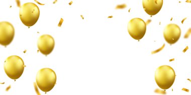 Altın balon kutlaması arka plan şenlik balonları vektör biçiminde illüstrasyon