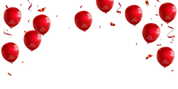 Красные Воздушные Шары Конфетти Концепт Дизайн Национального Суверенитета День Детей — стоковый вектор