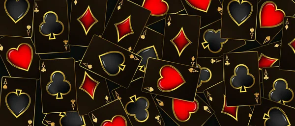Играем Карты Выигрыш Фишки Казино Руки Покер Летающие Реалистичные Жетоны — стоковый вектор