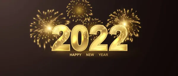 2022 Feliz Año Nuevo Fondo Dorado Temática Navideña Banner Tarjetas — Archivo Imágenes Vectoriales