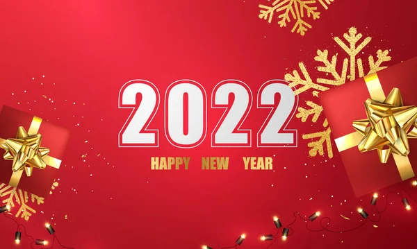 2022 Frohes Neues Jahr Roter Hintergrund Und Weihnachten Thematische Feier — Stockvektor