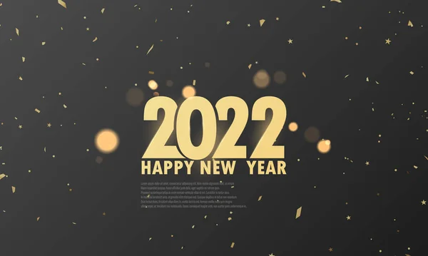 2022 Happy New Year Gold Background Christmas Themed Celebration Party — Stock Vector