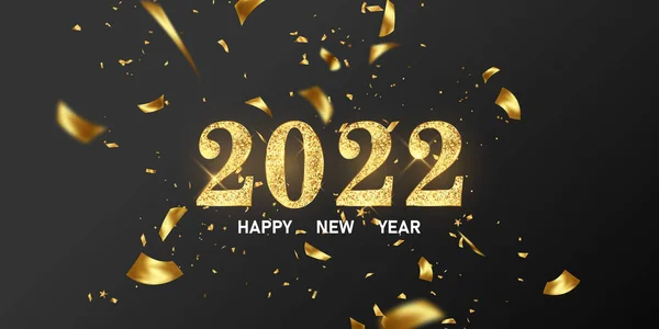 2022 Feliz Año Nuevo Fondo Dorado Temática Navideña Banner Tarjetas — Archivo Imágenes Vectoriales