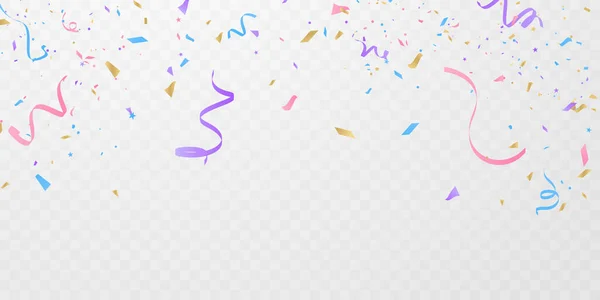 Viering Achtergrond Template Met Confetti Kleurrijke Linten — Stockvector