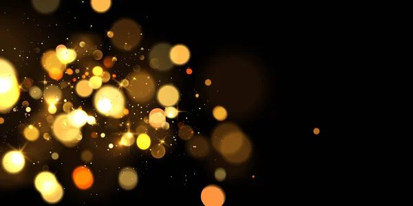 Krásné Zlaté Třpytky Hvězdy Abstraktním Černém Pozadí Používají Pro Oslavy — Stockový vektor