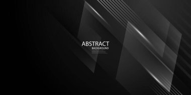 Siyah soyut desen ve güzel beyaz çizgilerle süslenmiş dinamik arkaplan posteri. Vektör biçiminde resimleme