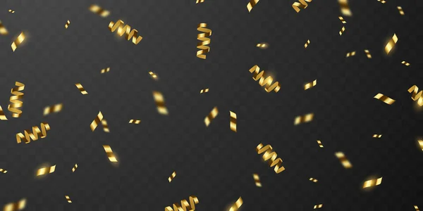 Celebration Background Template Confetti Gold Ribbons Luxury Greeting Rich Card — Stock Vector