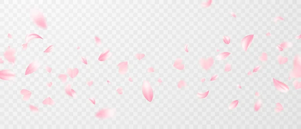 Розовые Лепестки Роз Розовые Сердца Будут Падать Абстрактный Цветочный Фон — стоковый вектор
