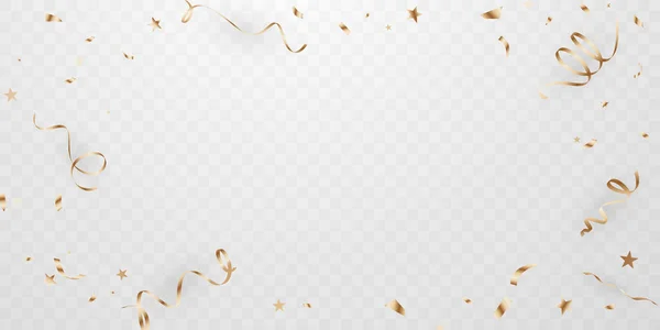 Святкування Фонового Шаблону Конфетті Золотими Стрічками Розкішна Вітальна Листівка Багата — стоковий вектор