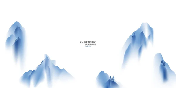 Chinees Nieuwjaar 2022 Chinese Inkt Schilderen Prachtige Hoge Bergen Met — Stockvector