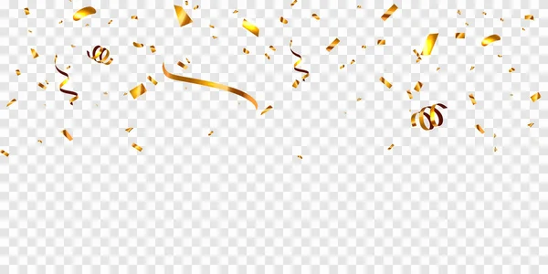 Konfeti altın kurdelelerle kutlama şablonu. Lüks tebrik kartı.