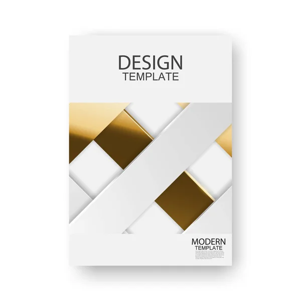 Plantilla Diseño Dorado Blanco Marrón Para Portadas Folletos Volantes Carteles — Vector de stock