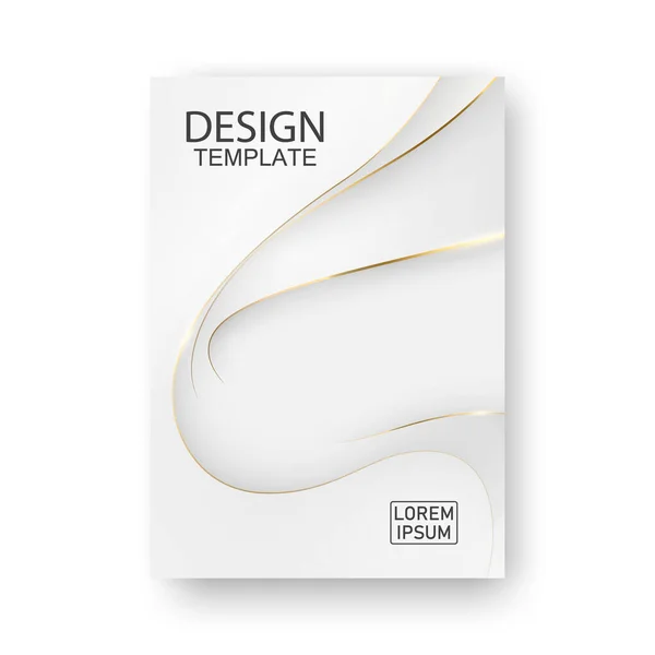 Modèle Design Blanc Décoré Lettres Noires Lignes Dorées Pour Couvertures — Image vectorielle
