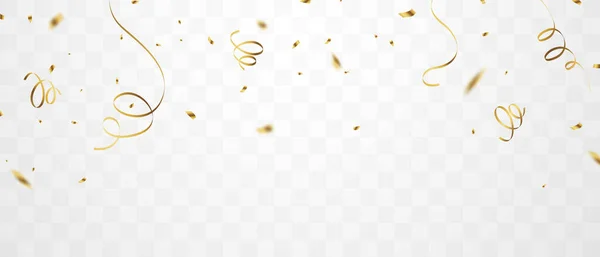 Celebration Background Template Confetti Gold Ribbons Luxury Greeting Rich Card — Stock Vector
