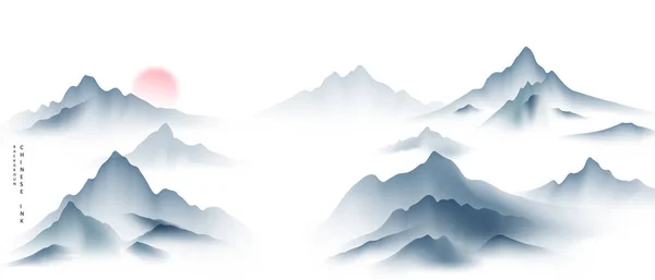 Chinesisches Neujahr 2022 Chinesische Tuschemalerei Schöne Hohe Berge Mit Modernem — Stockvektor