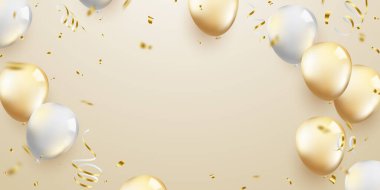 Altın Gümüş Balon Kutlaması Arka plan Şenlik Balonları Resimleri Vektör Biçiminde