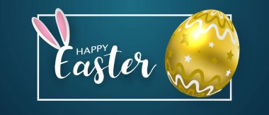 Gerçekçi yumurtalarla mutlu Paskalyalar. güzel tasarım vektörü illüstrasyonu