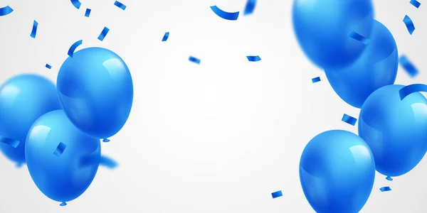 Firande Bakgrund Med Blå Ballonger För Part Vektor Illustration — Stockfoto
