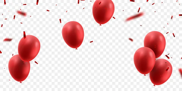 Red Luxury Design Balloons Celebration Party Vector Illustration — 图库照片