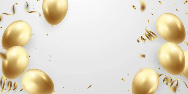 Fundo Celebração Com Balões Dourados Para Festa Ilustração Vetorial — Fotografia de Stock