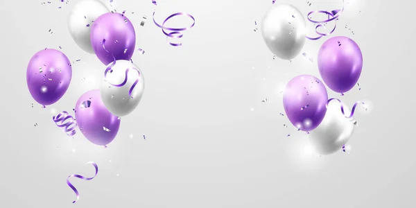 Purple Luxury Design Balloons Celebration Party Vector Illustration — Stock fotografie