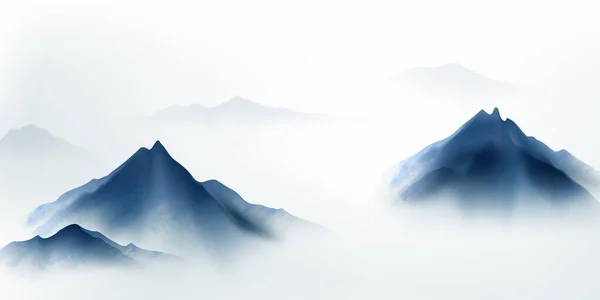 Modernes Design Vektor Illustration Einer Wunderschönen Chinesischen Tusche Landschaftsmalerei — Stockfoto