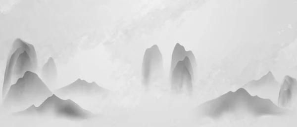 Modern Design Vector Illustration Gorgeous Chinese Ink Landscape Painting — стоковое фото