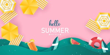 parlak yaz arkaplan tasarımı tropikal plaj afişi arkaplan çizimi