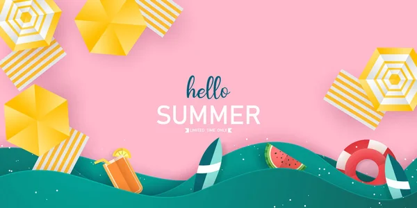 Bright Summer Background Design Tropical Beach Banner Background Vector Illustration — Stockfoto