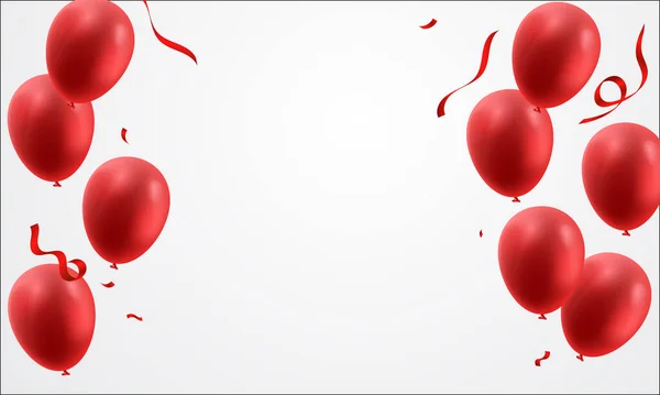 お祝いパーティーのベクトルイラストのための3D赤豪華なデザイン風船 — ストック写真