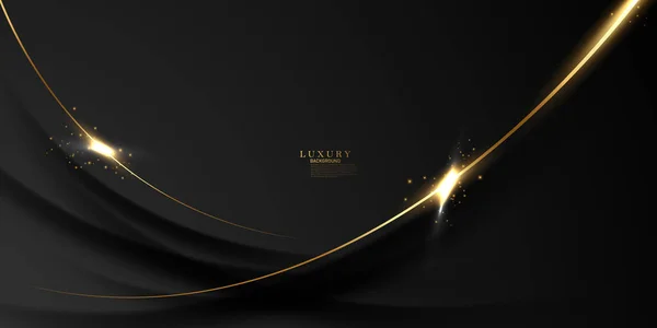 Abstract Modern Design Zwarte Achtergrond Met Luxe Gouden Elementen Vector — Stockfoto