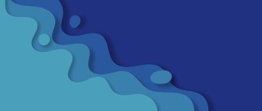 vektör soyut kağıt kesme dalga tasarımı flaş şablon vektör illüstrasyonu için mavi renk