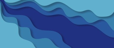 vektör soyut kağıt kesme dalga tasarımı flaş şablon vektör illüstrasyonu için mavi renk