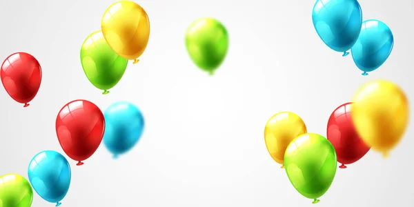 Vier Met Prachtige Kleurrijke Ballonnen Confetti Voor Feestelijke Decoraties Vector — Stockfoto