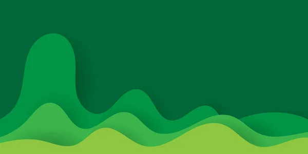green paper cut wave abstract design vector illustration